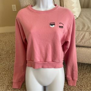 Chiara Ferragni Crop Pink Sweatshirt (Comes w/ Dust Bag)